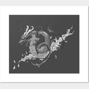 Dragon Tattoo, Black and Grey Posters and Art